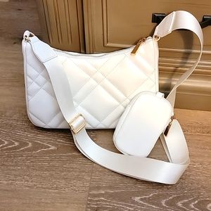 Forever 21 White Quilted Shoulder Purse w/Phone Holder